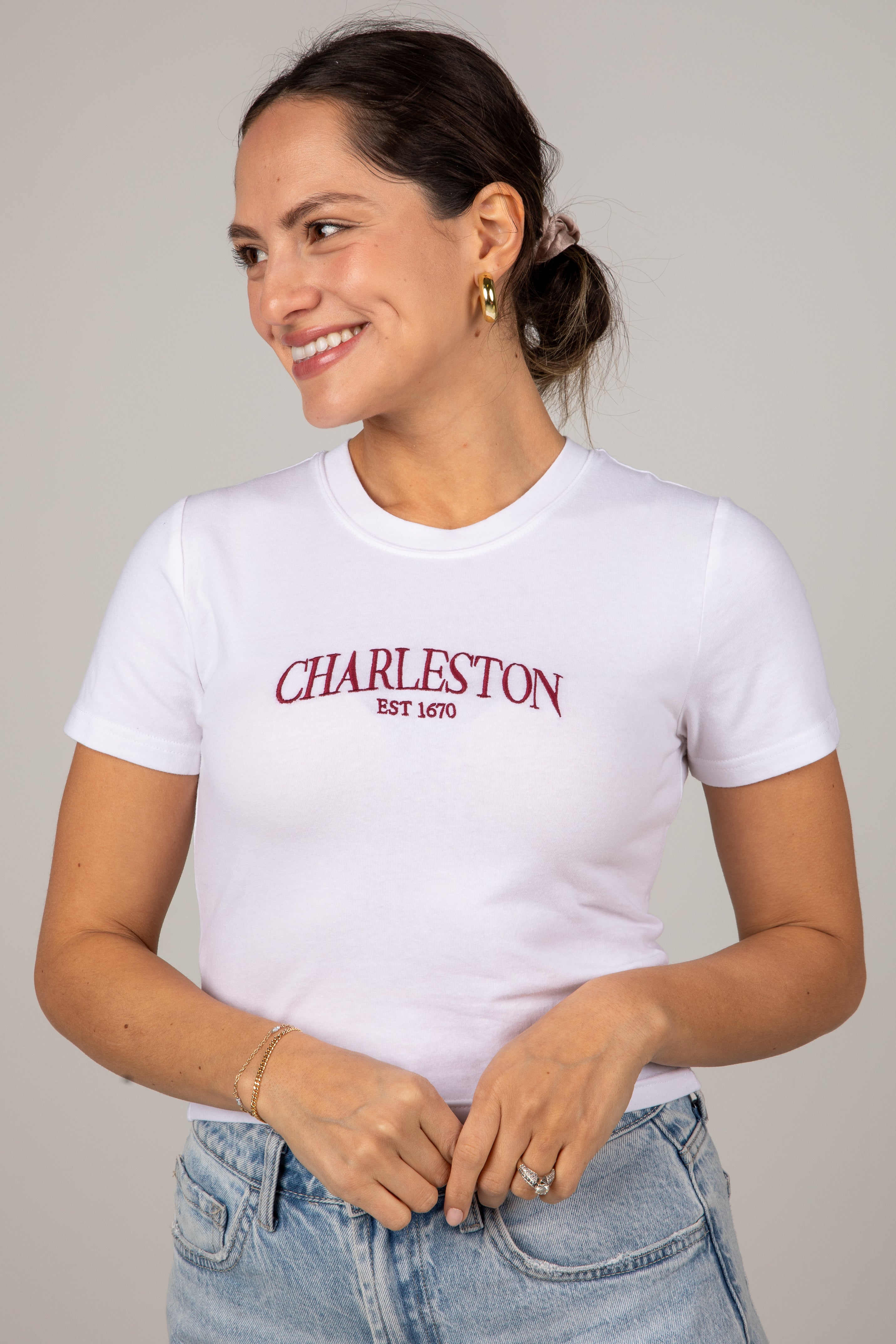 Charleston Est 1670 Crop White Tee