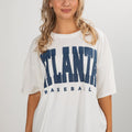 Off White/Navy Atlanta Baseball Tee