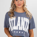Navy Atlanta Baseball Cropped Tee