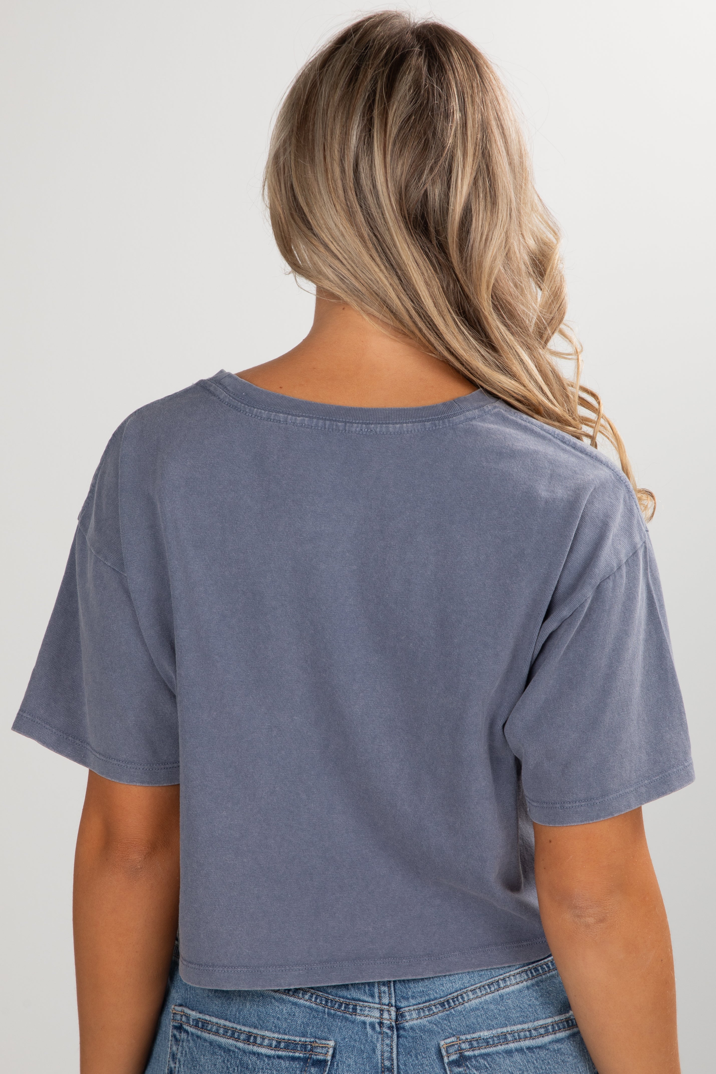 Navy Atlanta Baseball Cropped Tee