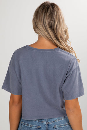 Navy Atlanta Baseball Cropped Tee