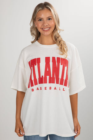 Off White/Red Atlanta Baseball Tee