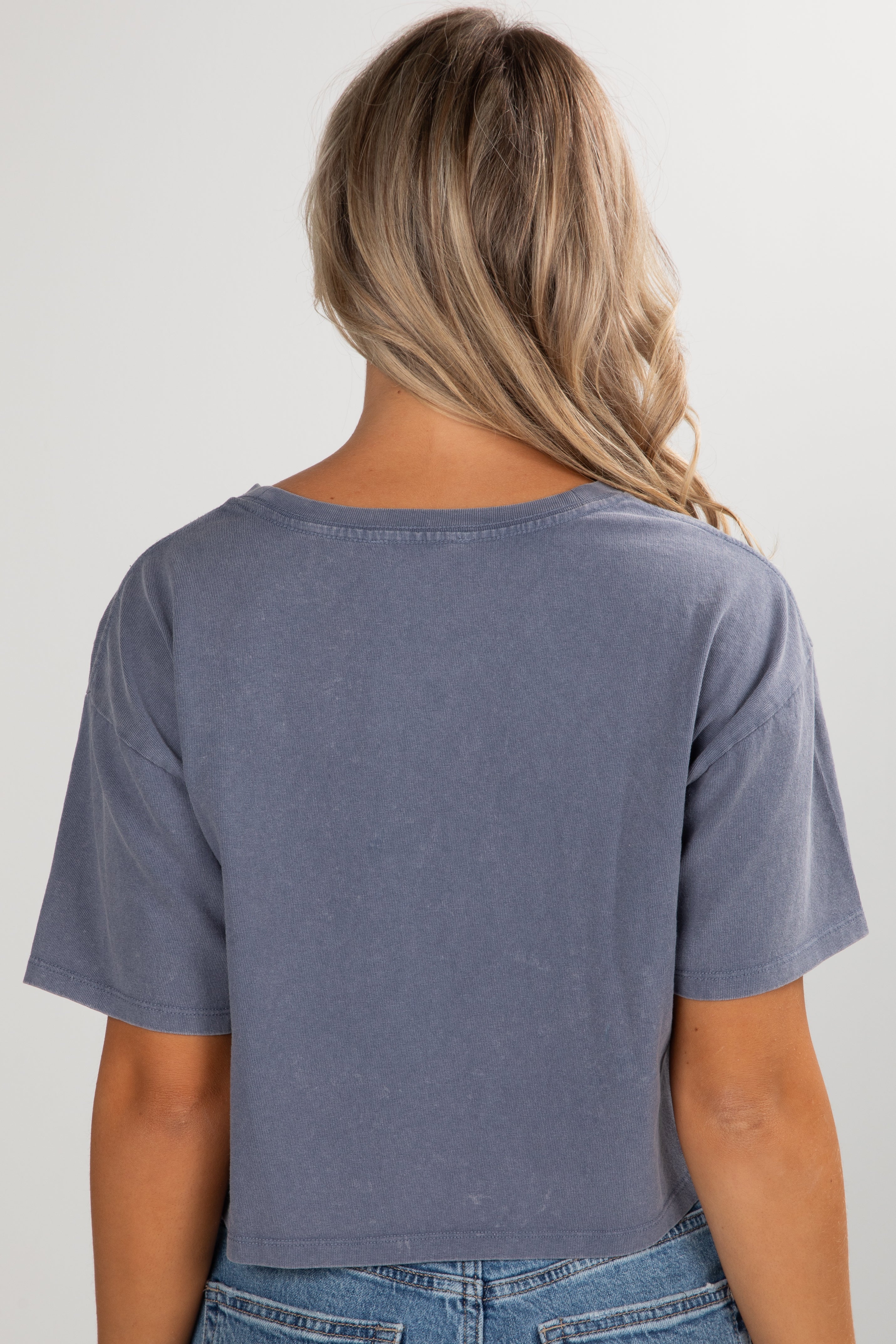 Navy ATL Star Baseball Cropped Tee