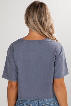 Navy ATL Star Baseball Cropped Tee