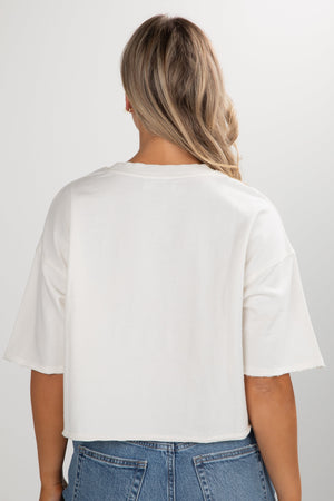 White Atlanta Baseball Cropped Tee