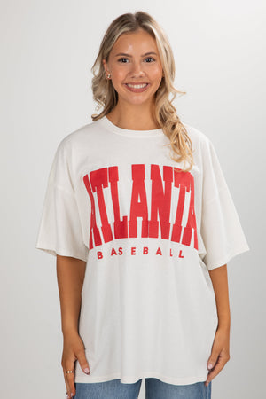Off White/Red Atlanta Baseball Tee