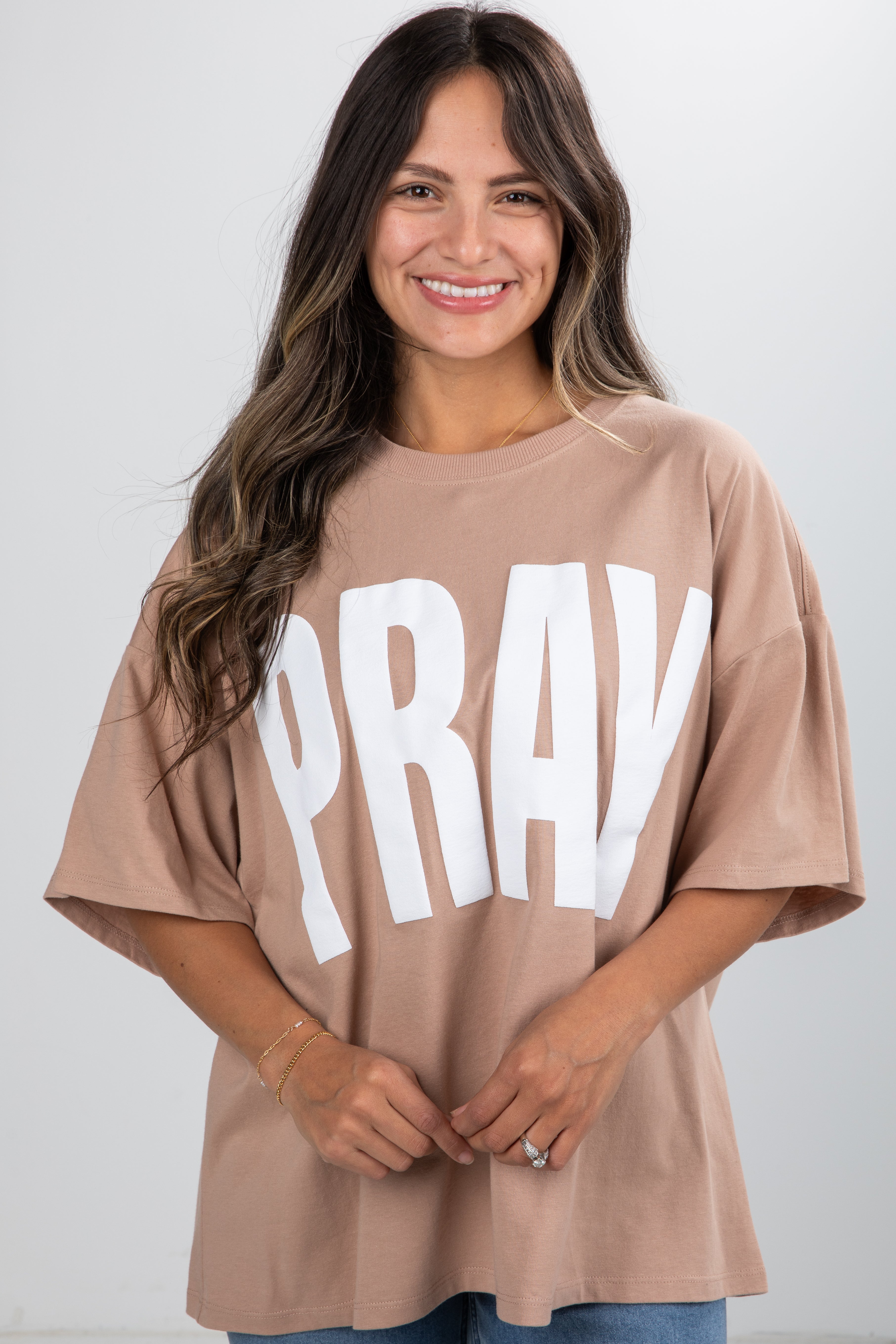 Taupe Pray Tee