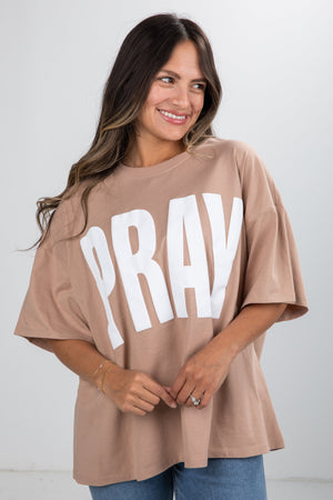 Taupe Pray Tee