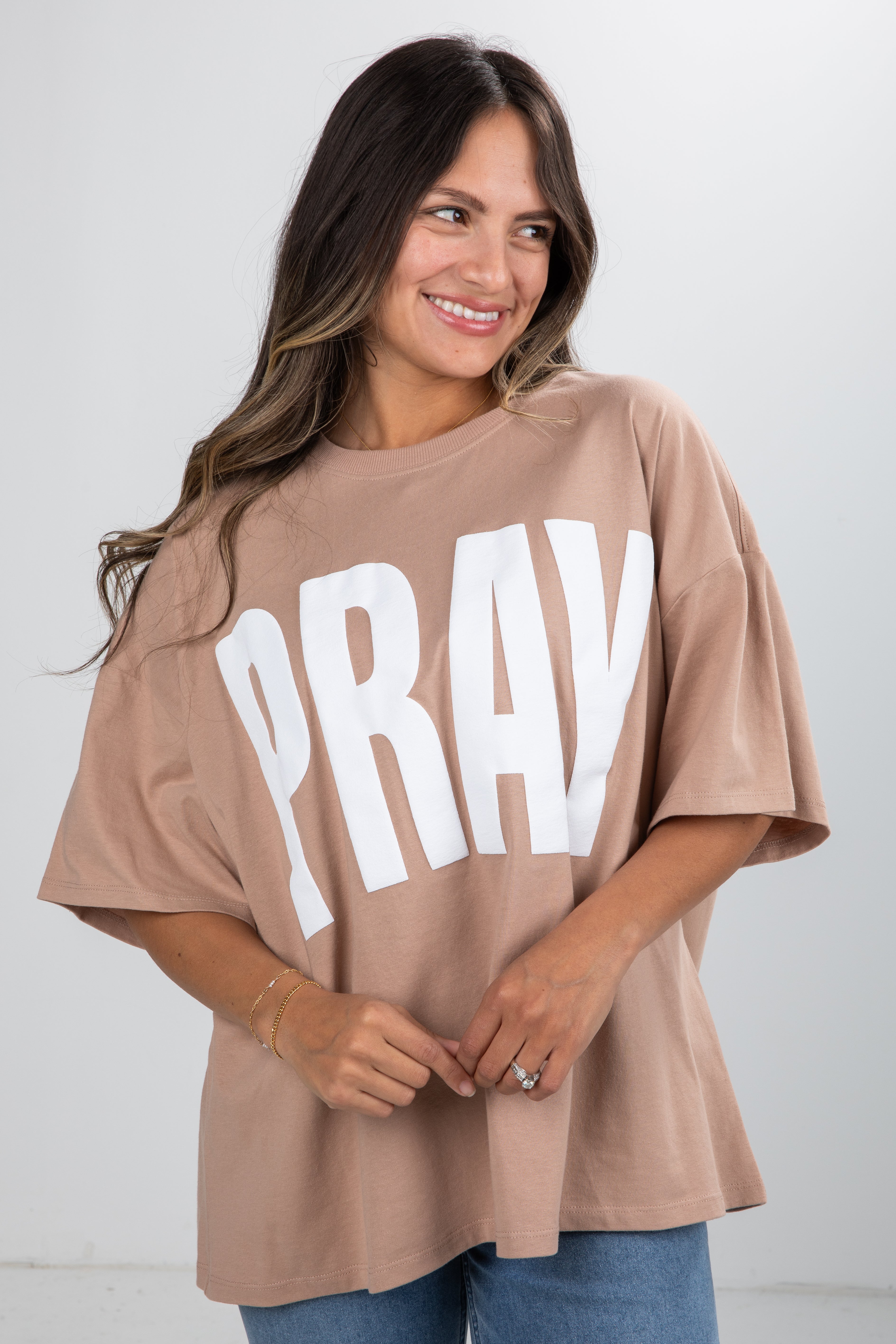 Taupe Pray Tee